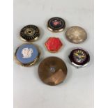 Powder Compacts and mirrors, collection of 5 powder compacts to include makes by KIGU, Stratton, and