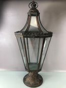 Glass lantern, Octagonal antique style glass lantern approximately 67cm high