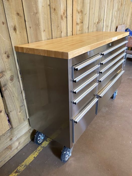 Large quality stainless steel storage unit for workshop or industrial style kitchen with wooden - Image 3 of 21