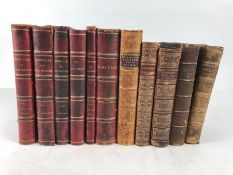 Antique Books, a collection of half leather bound books, to include Chronicles of Carlingford,4