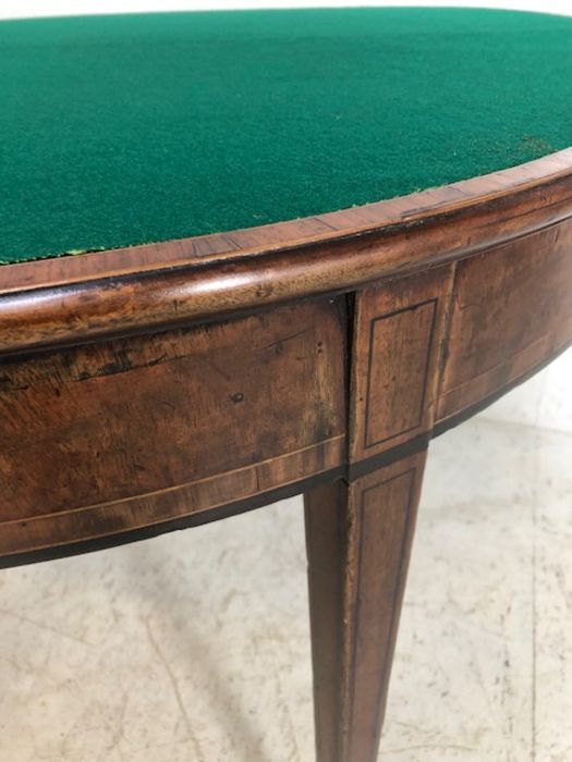 Antique furniture, Half moon side table on tapered legs opening to make a round card table, the - Image 13 of 13