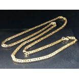 9ct Gold flat link necklace approx 54cm in length and 10.7g