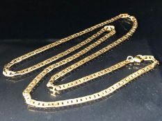 9ct Gold flat link necklace approx 54cm in length and 10.7g