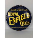 Enamel Advertising sign, Round enamel sign for Royal Enfield Cycles works Redditch England,