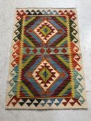 Oriental Rug, Hand Knotted Wool Chobi Kilim with geometric pattern Approximately 120 x 79cm