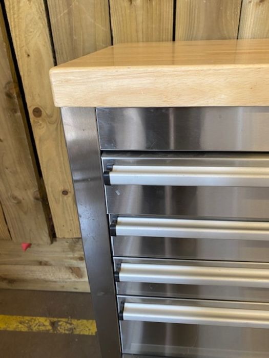 Large quality stainless steel storage unit for workshop or industrial style kitchen with wooden - Image 6 of 21