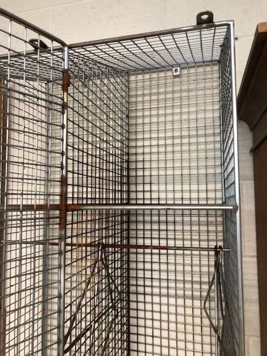 Vintage galvanised wire mesh Gym locker, 2 sections with hanging space and shelf above Approximately - Image 7 of 12