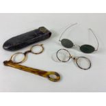 Antique Spectacles, 3 pairs of 19th century eye glasses being an imitation tortoise shell