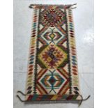 Oriental rug, hand knotted Wool Chobi Kilim carpet with Islamic geometric patters approximately