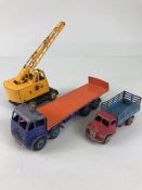 Dinky Toys, Two Dinky toy trucks being a dodge and a Foden along with a Coles mobile crane, all play