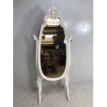 Dressing Mirror, modern white painted swivel Dressing mirror in the French Rococo style,