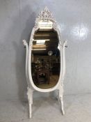 Dressing Mirror, modern white painted swivel Dressing mirror in the French Rococo style,