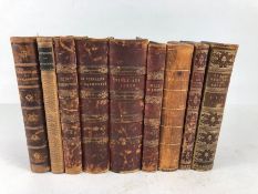 Antique Books, a collection of quarter and half leather bound books in French to include , Dumas,
