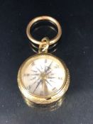 Gold metal watch chain fob made as a compass A.F approximately 5.9g