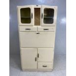 1960s Pride-o-home larder cabinet with multiple cupboards, drop-down work surface and frosted glazed