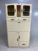 1960s Pride-o-home larder cabinet with multiple cupboards, drop-down work surface and frosted glazed