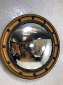 Round mirror, Vintage Convex mirror in round regency style gilt frame with ball and reeding