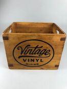 L.P storage box. Modern wooden storage crate foy vinyl records, approximately 34 x 26 x 27cm