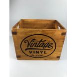 L.P storage box. Modern wooden storage crate foy vinyl records, approximately 34 x 26 x 27cm