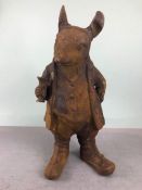 Garden Ornament, Cast Iron Figure of a mouse in gentleman's clothing approximately 41cm high
