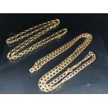 Two 9ct Gold necklaces each approx 54cm in length and total weight approx 6g