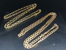 Two 9ct Gold necklaces each approx 54cm in length and total weight approx 6g