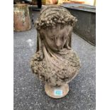 Garden statue of a veiled lady approx 37cm tall