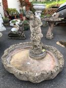 Large garden trough with figure and fountain diameter 91cm