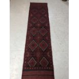 Oriental rug, Hand Knotted wool Meshwani runner with geometric design 238 x 59cm