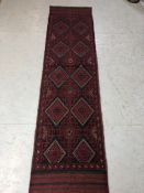 Oriental rug, Hand Knotted wool Meshwani runner with geometric design 238 x 59cm