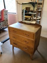 G Plan furniture, Mid century G Plan Dressing Table, run of 3 drawers on tapered splayed legs with