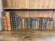 Antique Books: a collection of quarter, half and full leather bound books in French and German to