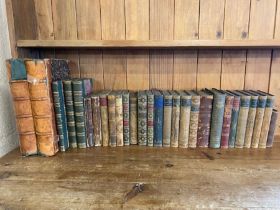 Antique Books: a collection of quarter, half and full leather bound books in French and German to