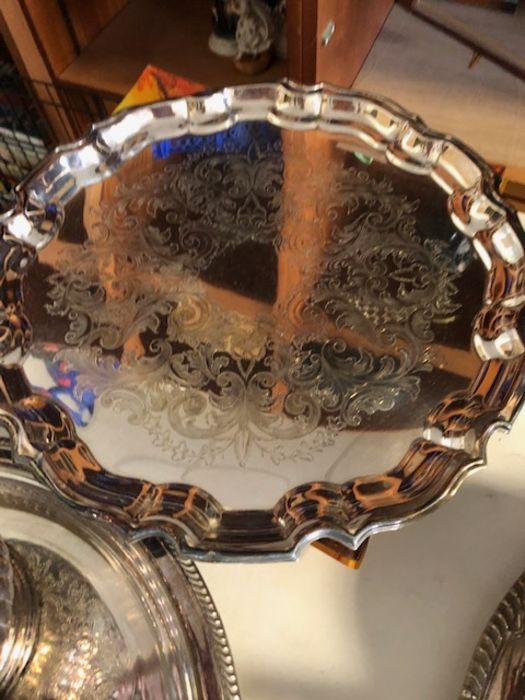 Large collection of silver plated items to include platters and tea ware - Image 3 of 7