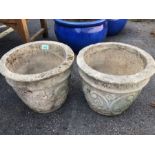 Pair of concrete garden approx 30cm tall