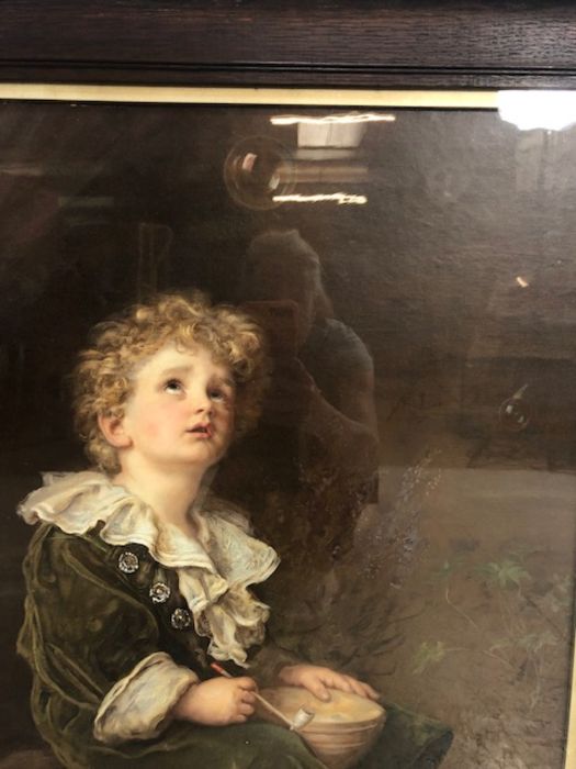 Pictures, a print of John Everett Millais "Bubbles" 1886 in its contemporary wooden frame - Image 3 of 5