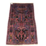Oriental Rug, Hand Knotted Wool New Baluchi Rug with geometric designs 138 x 86cm