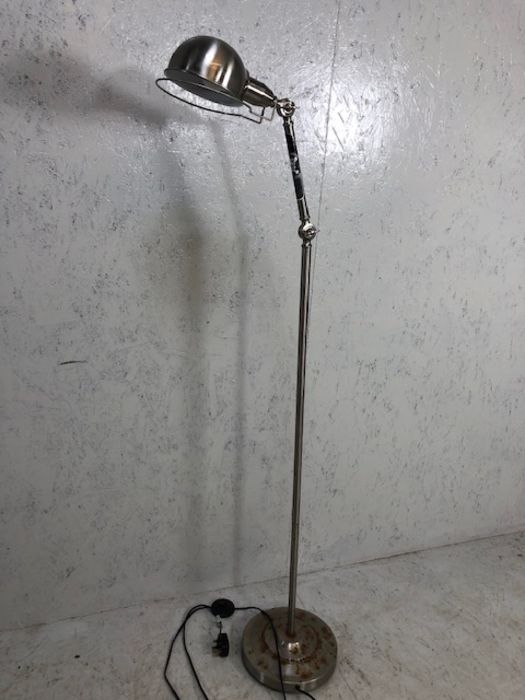 Adjustable lamp, modern industrial style standard work lamp in polished metal finish approximately