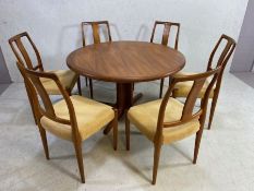 Mid Century style extending circular dining table by Diethelm Scan Style on pedestal feet, approx