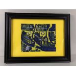 Sir Grayson Perry, art work Gentrification printed on cloth in modern frame (fabric approximately 14