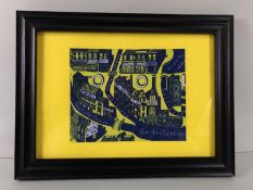 Sir Grayson Perry, art work Gentrification printed on cloth in modern frame (fabric approximately 14