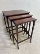 Vintage furniture, a nest of 3 mahogany occasional tables, approximately 45 x 32 x 53cm