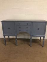 Antique style sideboard, consisting of 2 cupboards and 3 drawers on tapered legs, painted Grey,