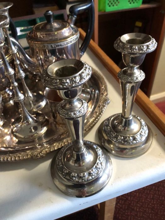 Large collection of silver plated items to include platters and tea ware - Image 5 of 7