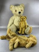 Vintage teddy bears, Mid century large jointed teddy bear of faux blonde mohair with stitched