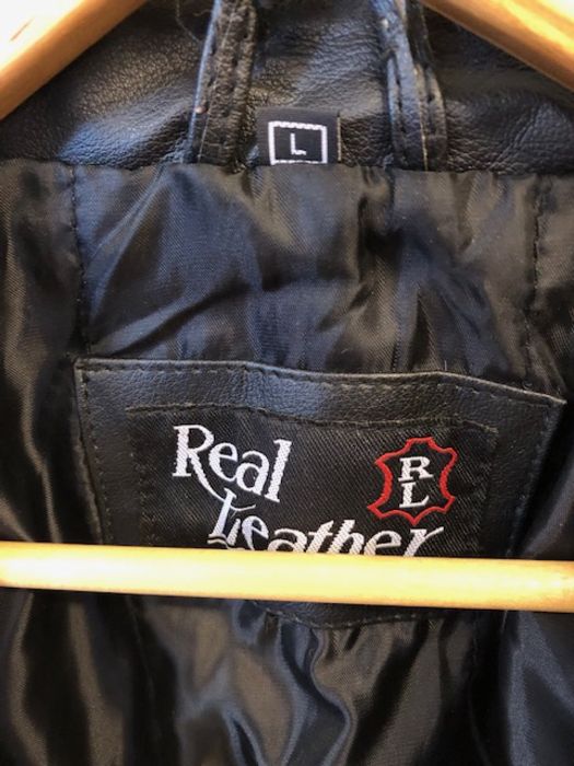 Vintage Clothing , 1 black leather biker style jacket, labelled size large - Image 2 of 6