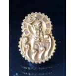 9ct Gold Rotary Industry Pin hallmarked to back and with 9ct screw butterfly. Raised decoration