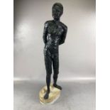 Art Sculpture interest, a maquette clay sculpture of a naked man standing with his hands behind