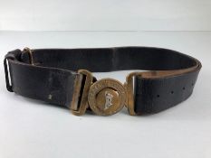 Militaria interest, WWI Royal Signal Corps REME leather belt and buckle CERTA CITO and Jimniny
