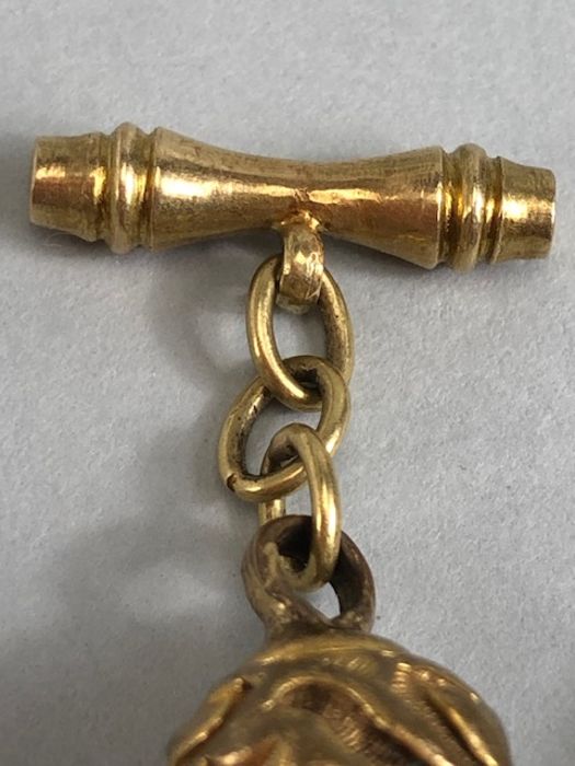 Pair of Antique Gold/ Gold Gilt cufflinks with ball ends with raised floral decoration - Image 4 of 4